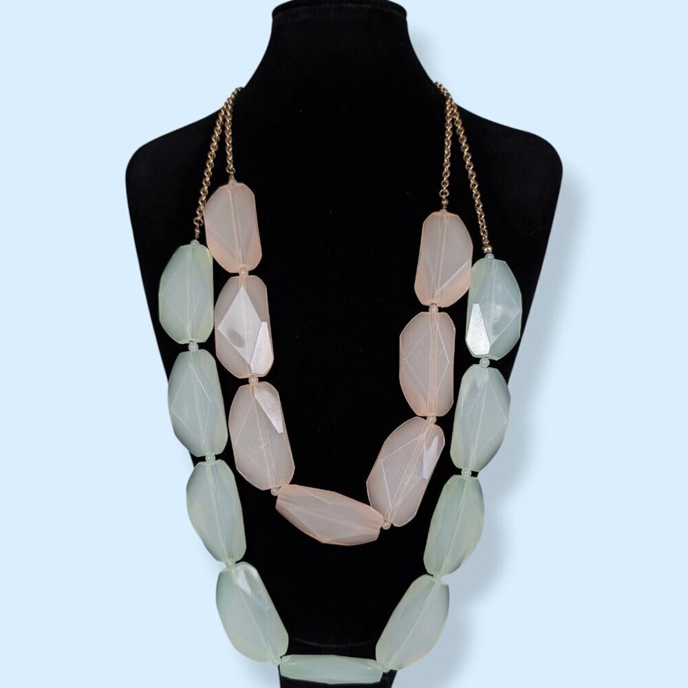 V. 2-Strand Chunky Lucite Beaded Necklace